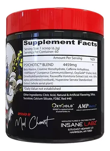 Psychotic 60 Servs Fruit Punch tabla nutricional.webp