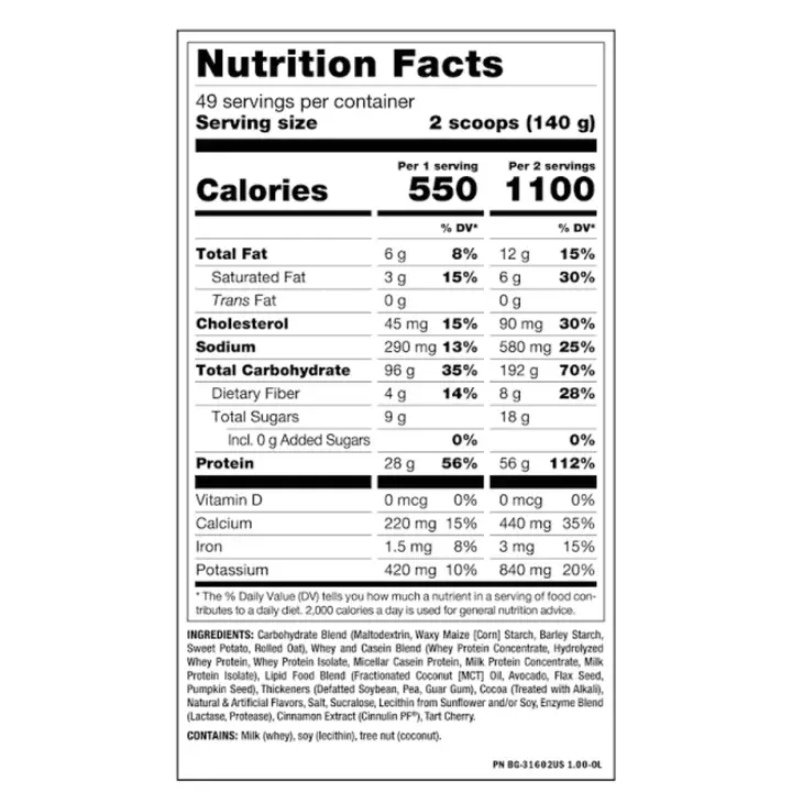 Mutant Mass Vainilla 15 lb tabla nutricional.webp