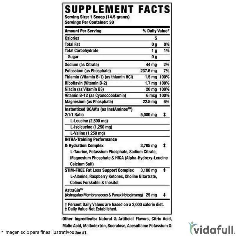 Amino Tone  Piña Colada 30 Servs tabla nutricional detalle.webp