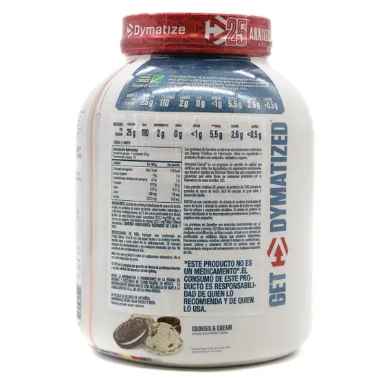 Dymatize ISO 100 Cookies 5 lb Info Nutrimental.webp