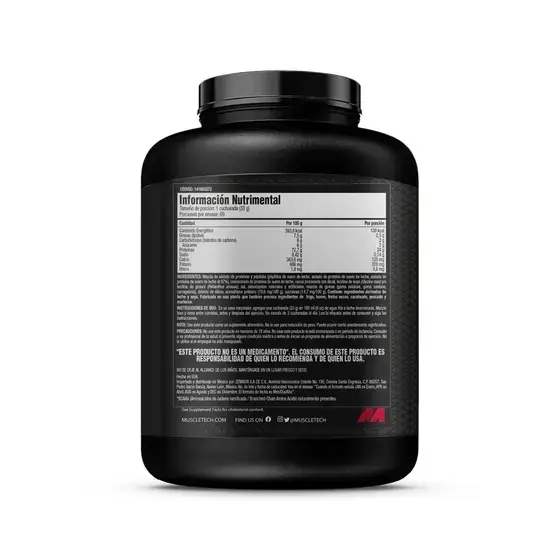 Nitro Tech Whey Gold Chocolate 5 lb tabla nutrimental.webp